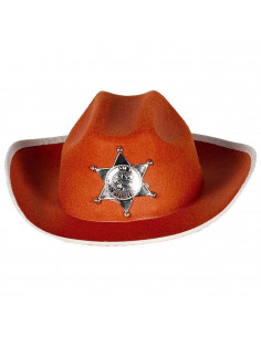 Tradineur - Sombrero vaquero de sheriff infantil - Fabricado en poliéster - Complemento para carnaval, halloween, fiestas y cele