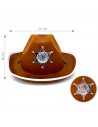 Tradineur - Sombrero vaquero de sheriff infantil - Fabricado en poliéster - Complemento para carnaval, halloween, fiestas y cele