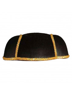 Tradineur - Montera de torero negro con detalles dorados - Fabricado en fieltro - Complemento para carnaval, halloween, fiestas