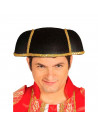 Tradineur - Montera de torero negro con detalles dorados - Fabricado en fieltro - Complemento para carnaval, halloween, fiestas