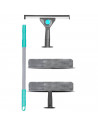 Tradineur - Set de limpiacristales con 2 escobillas de goma, 2 almohadillas de microfibra y mango telescópico, limpieza de venta