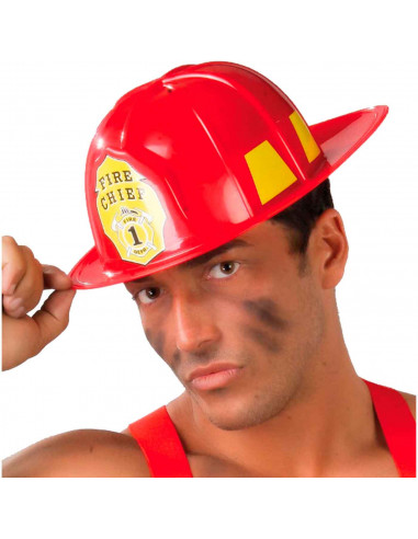 Tradineur - Casco de bombero - Fabricado en Plástico resistente - Complemento para carnaval, halloween, fiestas y celebraciones