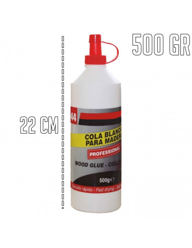 Tradineur - Cola blanca para madera - Capacidad de 500 gramos - Ideal para pegar: Madera, chapado, conglomerado, cuero, tejido,