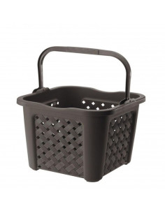 Cesto para la colada de 25 litros de capacidad de color marrón y de 30 x 37,5 x 37,5  cm. Caja para transportar colada con asa p