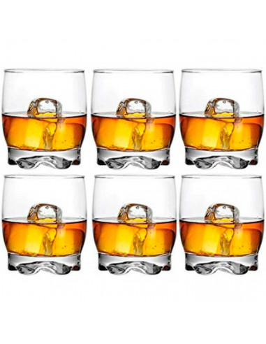 Tradineur - Set de 6 vasos de cristal "Adora", base gruesa, resistentes, aptos para lavavajillas, servir agua, whisky, 8,7 x 7,1