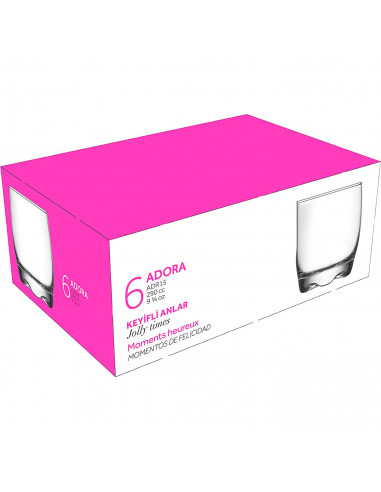 Tradineur - Set de 6 vasos de cristal "Adora", base gruesa, resistentes, aptos para lavavajillas, servir agua, whisky, 8,7 x 7,1