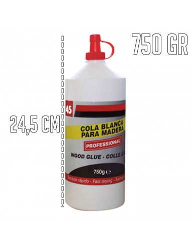 Tradineur - Cola blanca para madera - Capacidad de 750 gr - Ideal para pegar: Madera, chapado, conglomerado, cuero, tejido, pape