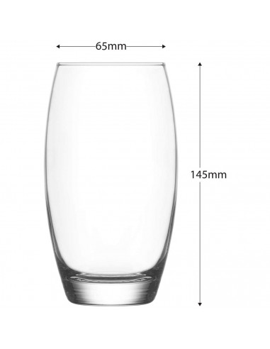 Tradineur - Set de 6 vasos altos de cristal Empire para cócteles, combinados, refrescos, agua, aptos para lavavajillas, fiesta