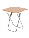 Tradineur - Mesa auxiliar plegable de madera y estructura metálica, 60 x 60 cm, patas tubulares, mesa portátil multiusos, jardín