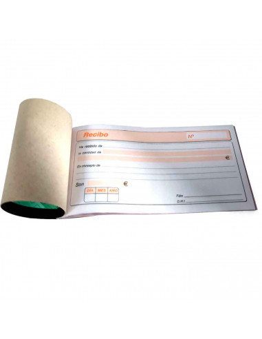 Tradineur - Talonario de recibos con hojas autocopiativas - Formato horizontal - Flexible y resistente - 11 x 21 cm 