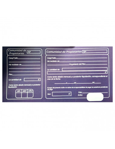 Tradineur - Talonario para comunidades de propietarios - Formato horizontal - Flexible y resistente - 11 x 21 cm 