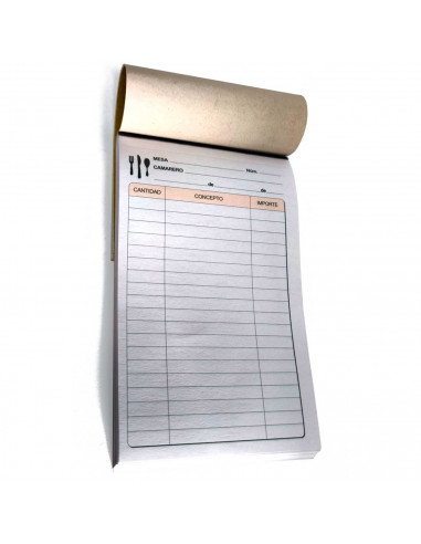 Tradineur - Bloc de camarero con hojas autocopiativas - Formato vertical - Flexible y resistente - 15 x 9 cm 