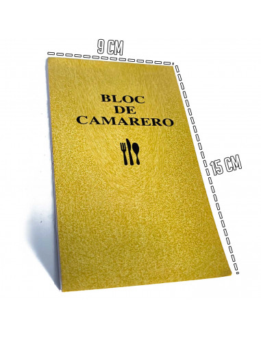Tradineur - Bloc de camarero con hojas autocopiativas - Formato vertical - Flexible y resistente - 15 x 9 cm 
