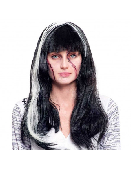 Tradineur - Peluca de fantasma para mujer, fibra sintética, complemento para disfraces de carnaval, halloween, cosplay, fiestas Tradineur - Peluca de fantasma para mujer, fibra sintética, complemento para disfraces de carnaval, halloween, cosplay, fiestas