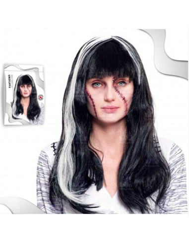 Tradineur - Peluca de fantasma para mujer, fibra sintética, complemento para disfraces de carnaval, halloween, cosplay, fiestas
