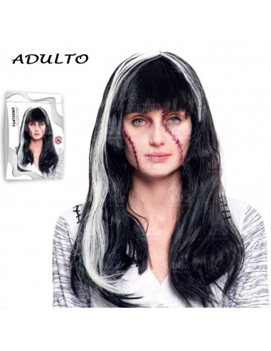 Tradineur - Peluca de fantasma para mujer, fibra sintética, complemento para disfraces de carnaval, halloween, cosplay, fiestas