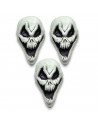 Tradineur - Pack de 3 Cráneos siniestro para Halloween - Fabricado en plástico - Adorno para decoración - 15 x 8,5 x 6 cm - Colo