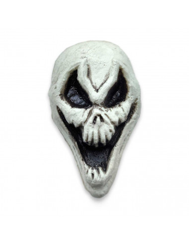 Tradineur - Pack de 3 Cráneos siniestro para Halloween - Fabricado en plástico - Adorno para decoración - 15 x 8,5 x 6 cm - Colo