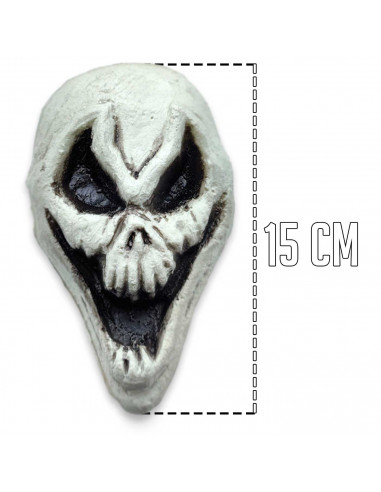 Tradineur - Pack de 3 Cráneos siniestro para Halloween - Fabricado en plástico - Adorno para decoración - 15 x 8,5 x 6 cm - Colo