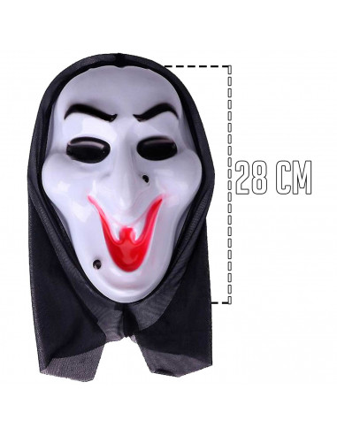 Tradineur - Máscara de bruja de color blanco - Fabricado en plástico - Complemento para disfraces de Halloween, carnaval - 28 x