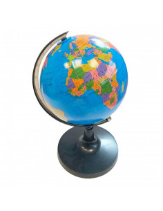 Tradineur - Globo terráqueo giratorio en castellano 32 x 21 cm, mapa mundi político educativo, decoración de escritorio, aprendi