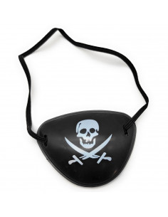 Tradineur - Parche de pirata con goma elástica, plástico, complemento para disfraz de pirata, corsario, carnaval, halloween, cos