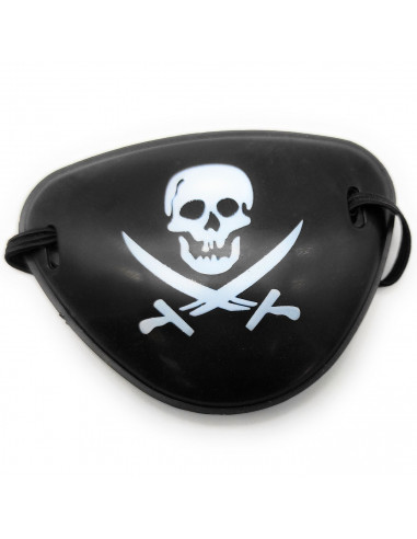 Tradineur - Parche de pirata con goma elástica, plástico, complemento para disfraz de pirata, corsario, carnaval, halloween, cos