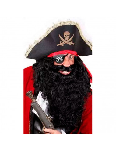 Tradineur - Parche de pirata con goma elástica, plástico, complemento para disfraz de pirata, corsario, carnaval, halloween, cos