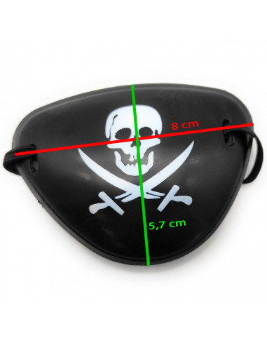 Tradineur - Parche de pirata con goma elástica, plástico, complemento para disfraz de pirata, corsario, carnaval, halloween, cos