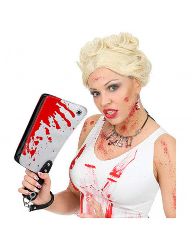 Tradineur - Bolso de mano con forma de cuchillo para mujer, incluye correa, complemento para disfraz, carnaval, halloween, cospl