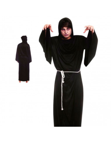 Tradineur - Túnica con capucha y cinturón, disfraz de monje, fraile medieval, fibra sintética, carnaval, halloween, cosplay, adu