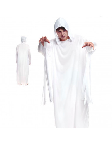 Tradineur - Túnica con capucha, disfraz de fantasma, monje, fraile medieval, fibra sintética, carnaval, halloween, cosplay, adul