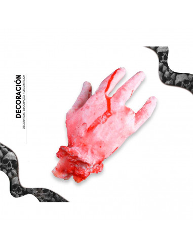 Tradineur - Mano cortado sangriento para Halloween - Fabricado en plástico - Adorno para decoración - 21 x 10 x 4,5 cm - Color p