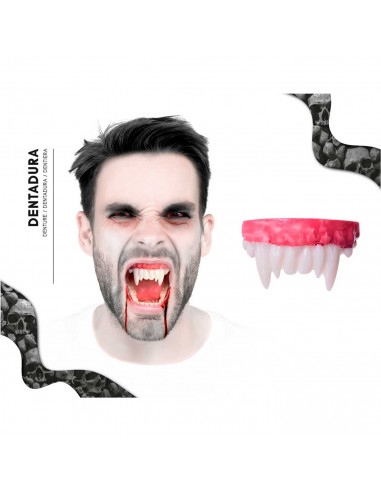 Tradineur - Dentadura de vampiro - Fabricado en plástico - Hecho para jóvenes y adultos, complemento para carnaval, halloween, f