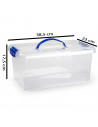 Tradineur - Caja de plástico con tapa y asa Nº24, transparente, cajón de almacenaje multiusos, ordenación, objetos, hogar, 10 li