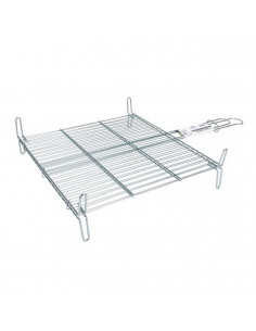 Tradineur - Parrilla doble para barbacoa de acero zincado, color plata, 50 x 50 cm