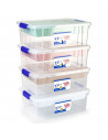 Tradineur - Caja de plástico con tapa y bandeja Nº31, transparente, cajón de almacenaje, ordenación, almacenamiento objetos, 9 l