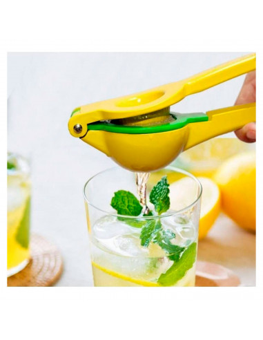 Tradineur - Exprimidor metálico de cítricos 2 en 1 - Ideal para la familia de naranjas, pomelos, lima, limón y otras frutas - 5,