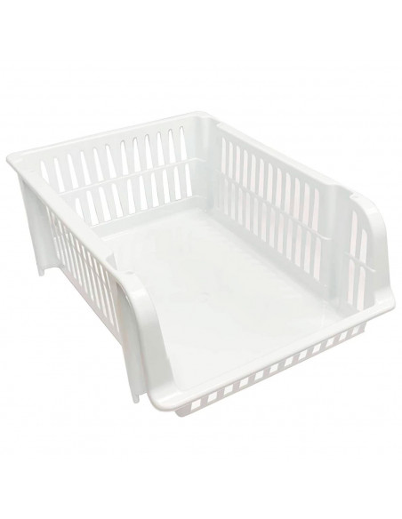 Tradineur - Cesta apilable de plástico, expositor, estante portaobjetos, organizador de frutas, verdura, ropa, cocina, baño (Bla