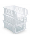 Tradineur - Cesta apilable de plástico, expositor, estante portaobjetos, organizador de frutas, verdura, ropa, cocina, baño (Bla