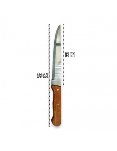 Tradineur - Cuchillo de cocina - Hoja fabricado de acero y mango de madera - Longitud de 29 cm (hoja de 18 cm)