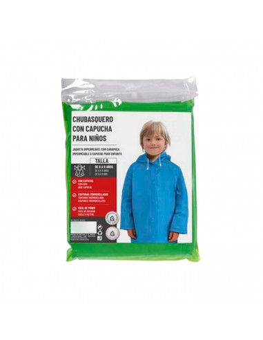 Tradineur - Chubasquero con capucha para niños - Fabricado al 100% poliéster - Costura termoselladas - Talla para niños de 6 - 8