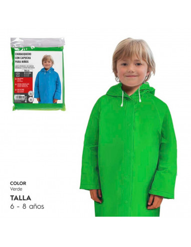 Tradineur - Chubasquero con capucha para niños - Fabricado al 100% poliéster - Costura termoselladas - Talla para niños de 6 - 8