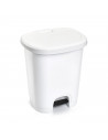 Tradineur - Cubo de basura blanco de 27 litros con pedal y tapa, plástico, 46,3 x 38 x 31,5 cm, papelera, cesto reciclaje, fabri