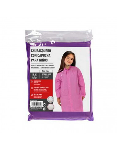 Tradineur - Chubasquero con capucha para niñas - Fabricado en poliéster - Costura termoselladas - Talla para niños de 6 - 8 años