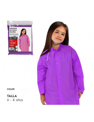 Tradineur - Chubasquero con capucha para niñas - Fabricado en poliéster - Costura termoselladas - Talla para niños de 6 - 8 años