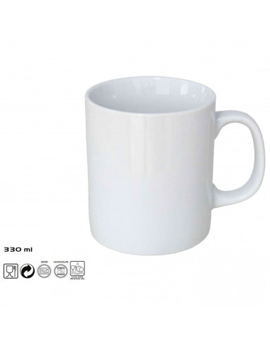 Tradineur - Taza de cerámica, tazón desayuno, café, infusiones, diseño clásico, apta para lavavajillas y microondas (Blanco - 33