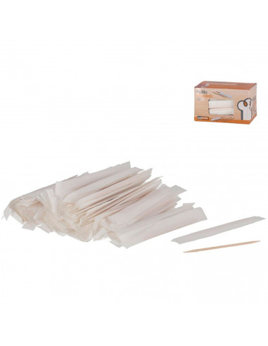 Tradineur - Caja de 120 palillos de madera envueltos individualmente, palillos de dientes doble punta, pinchos, aperitivos, manu