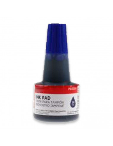Tradineur - Bote de tinta con tampón - Bote fabricado en plástico - Capacidad de 30 ml - Color azul - Modelo aleatorio