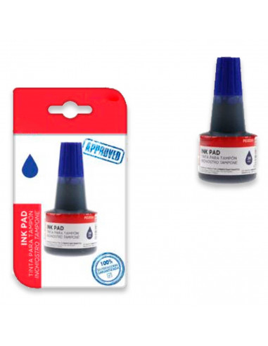 Tradineur - Bote de tinta con tampón - Bote fabricado en plástico - Capacidad de 30 ml - Color azul - Modelo aleatorio